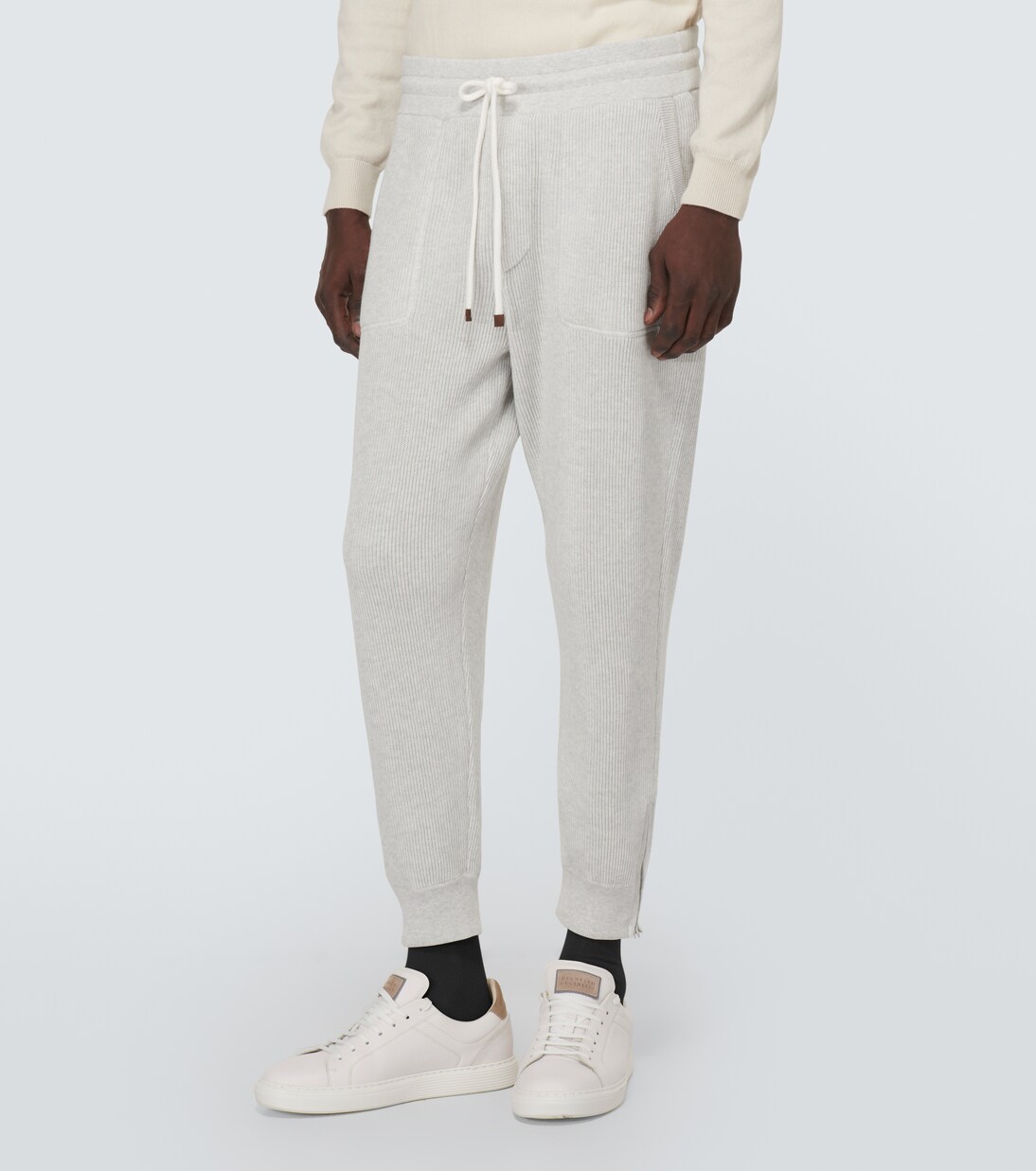 Ribbed-knit cotton sweatpants | Brunello Cucinelli