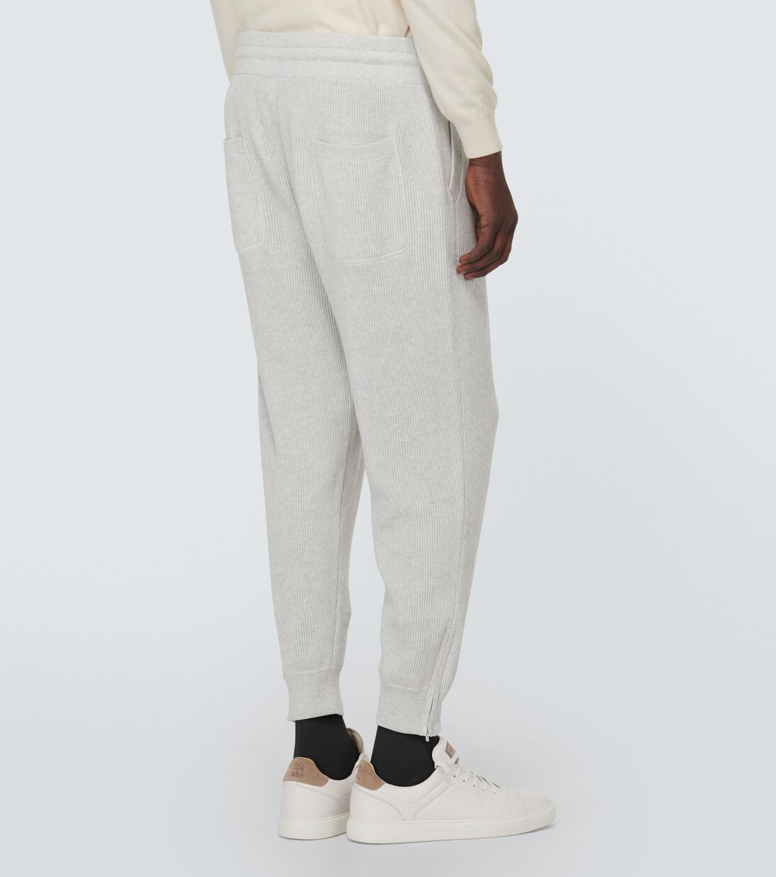 Ribbed-knit cotton sweatpants | Brunello Cucinelli
