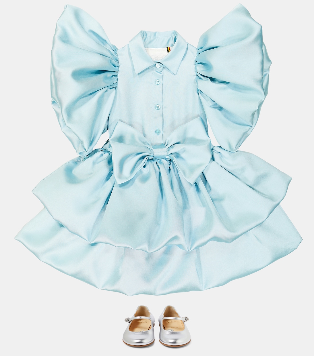 Gloss bow-detail ruffled dress | Caroline Bosmans