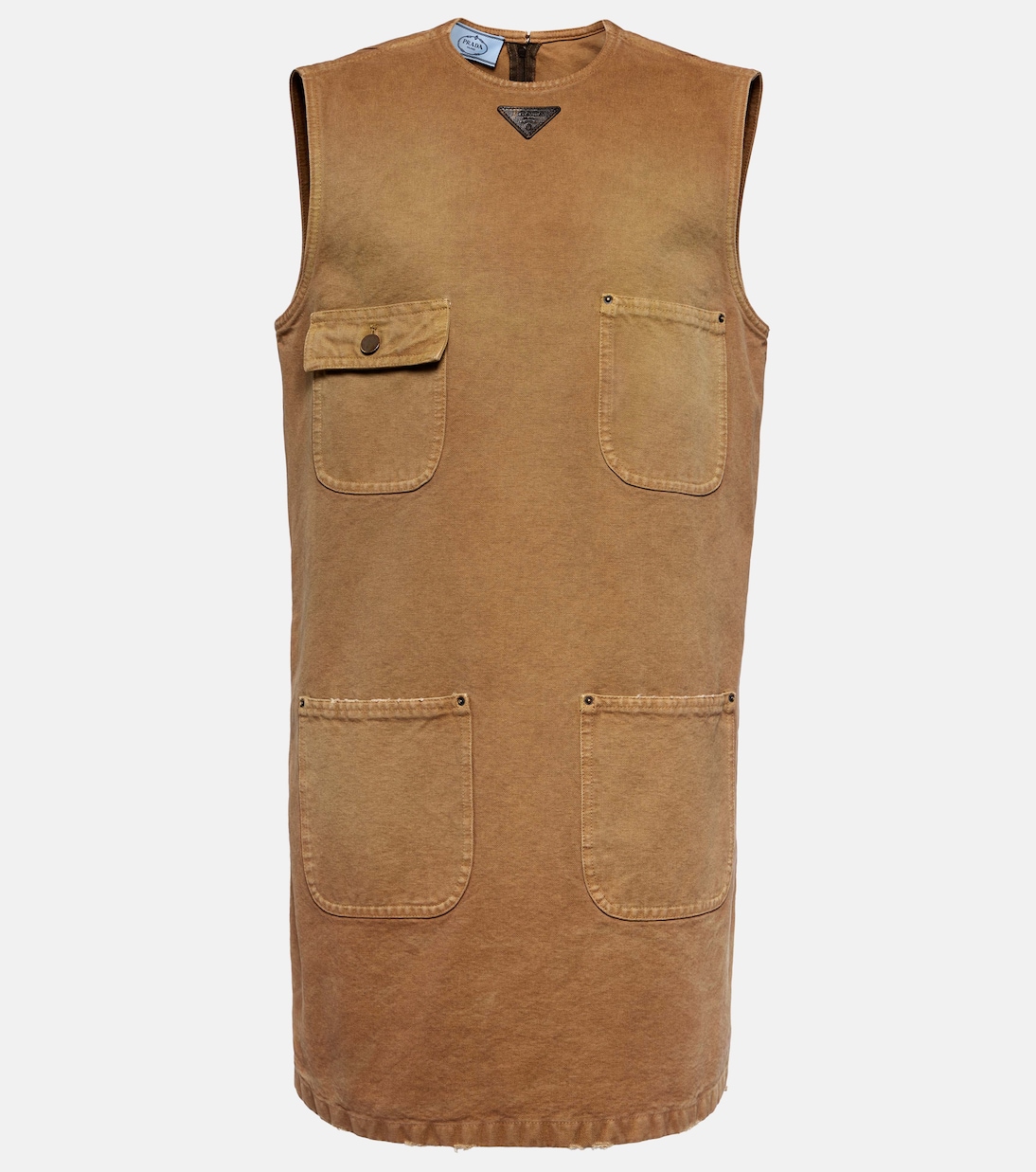 Vestido recto de lona de algodón | Prada