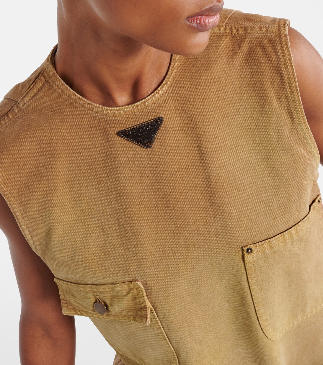 Vestido recto de lona de algodón | Prada