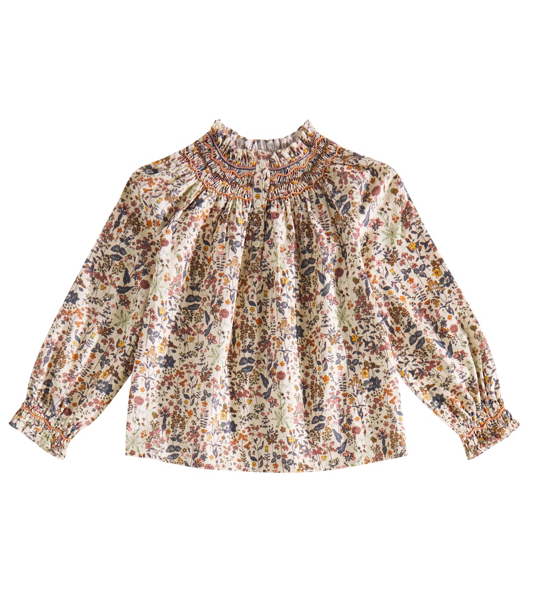 Petale smocked floral cotton top | Bonpoint