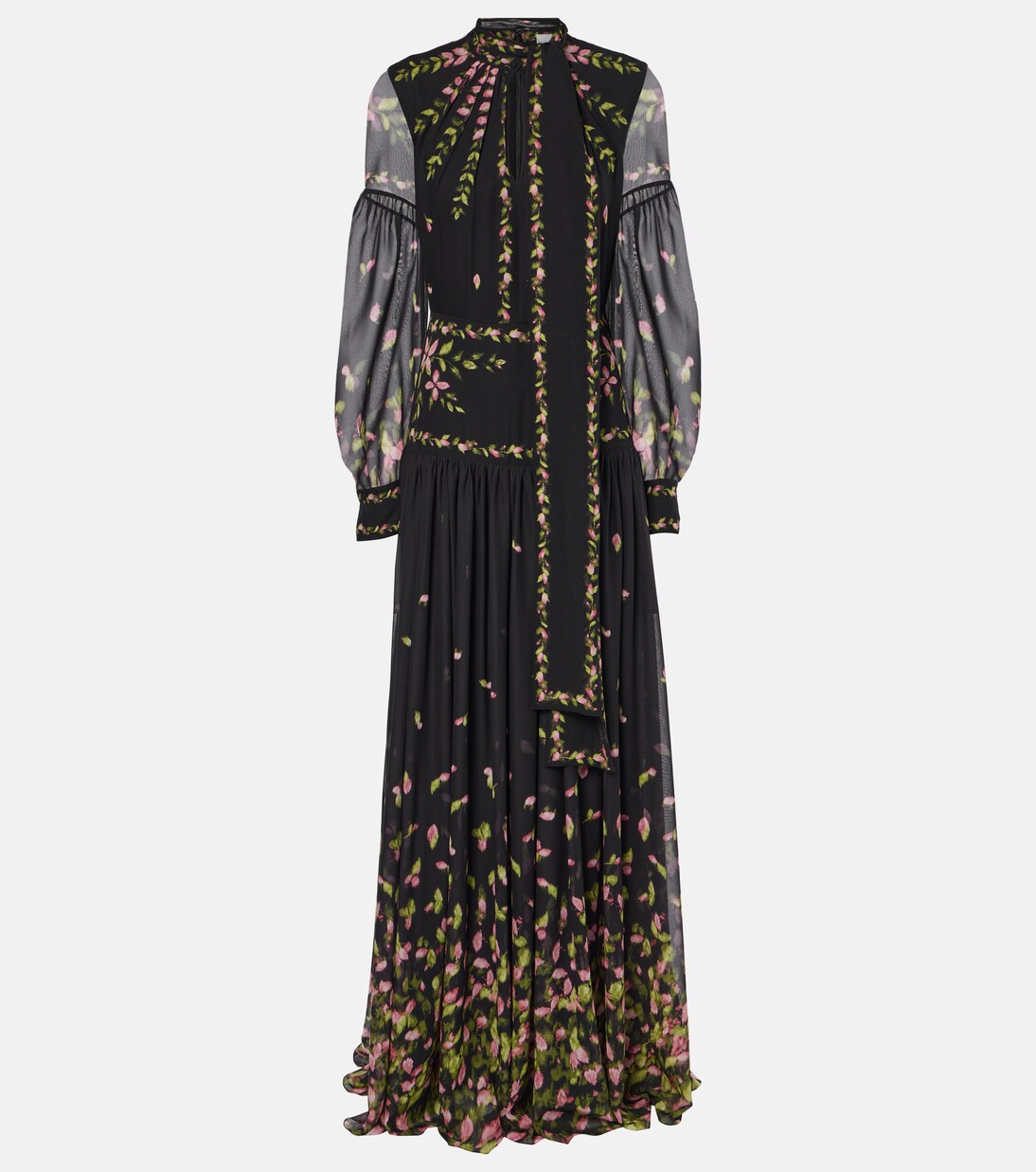 Robe longue en soie à fleurs | Erdem