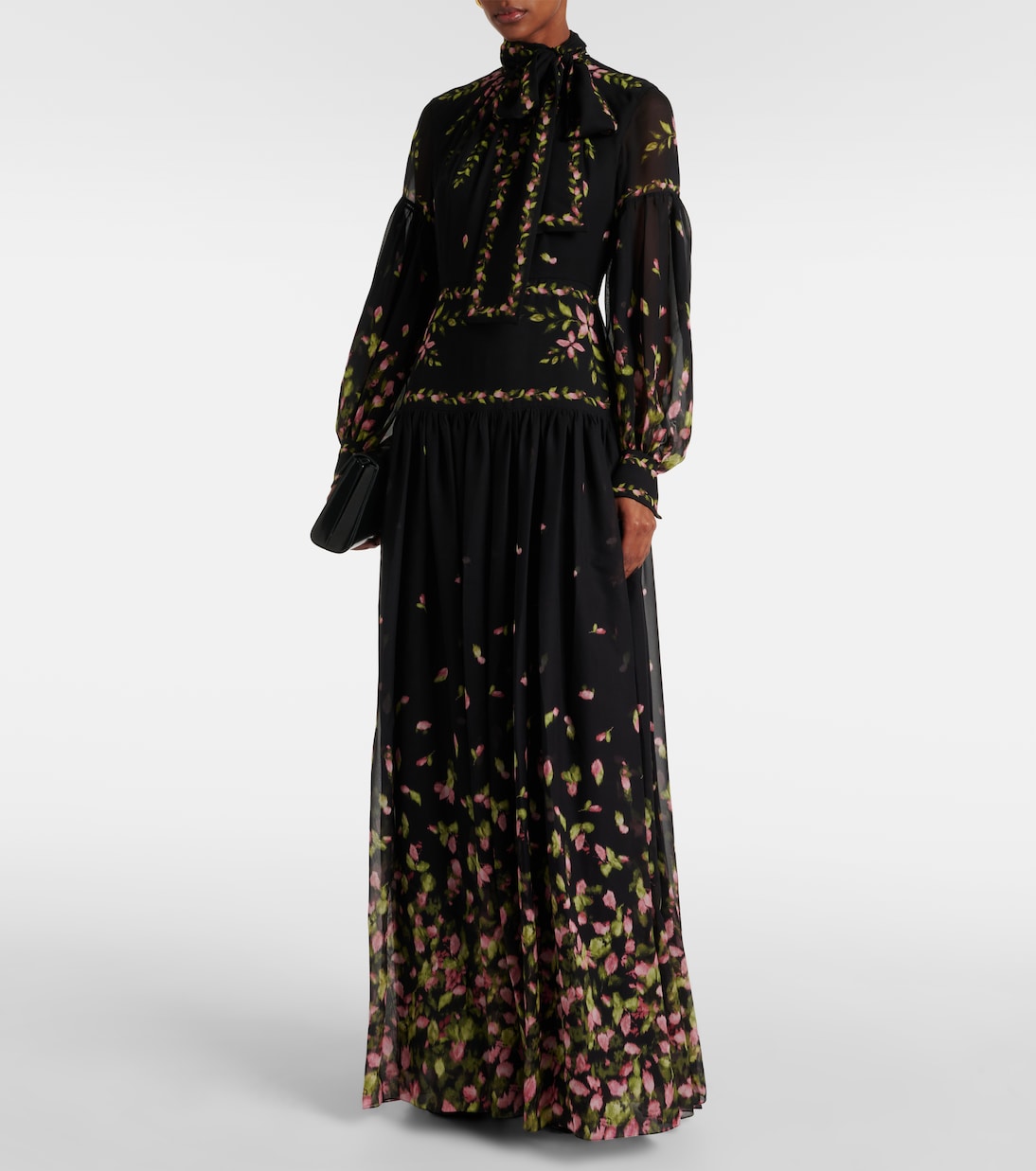 Robe longue en soie à fleurs | Erdem