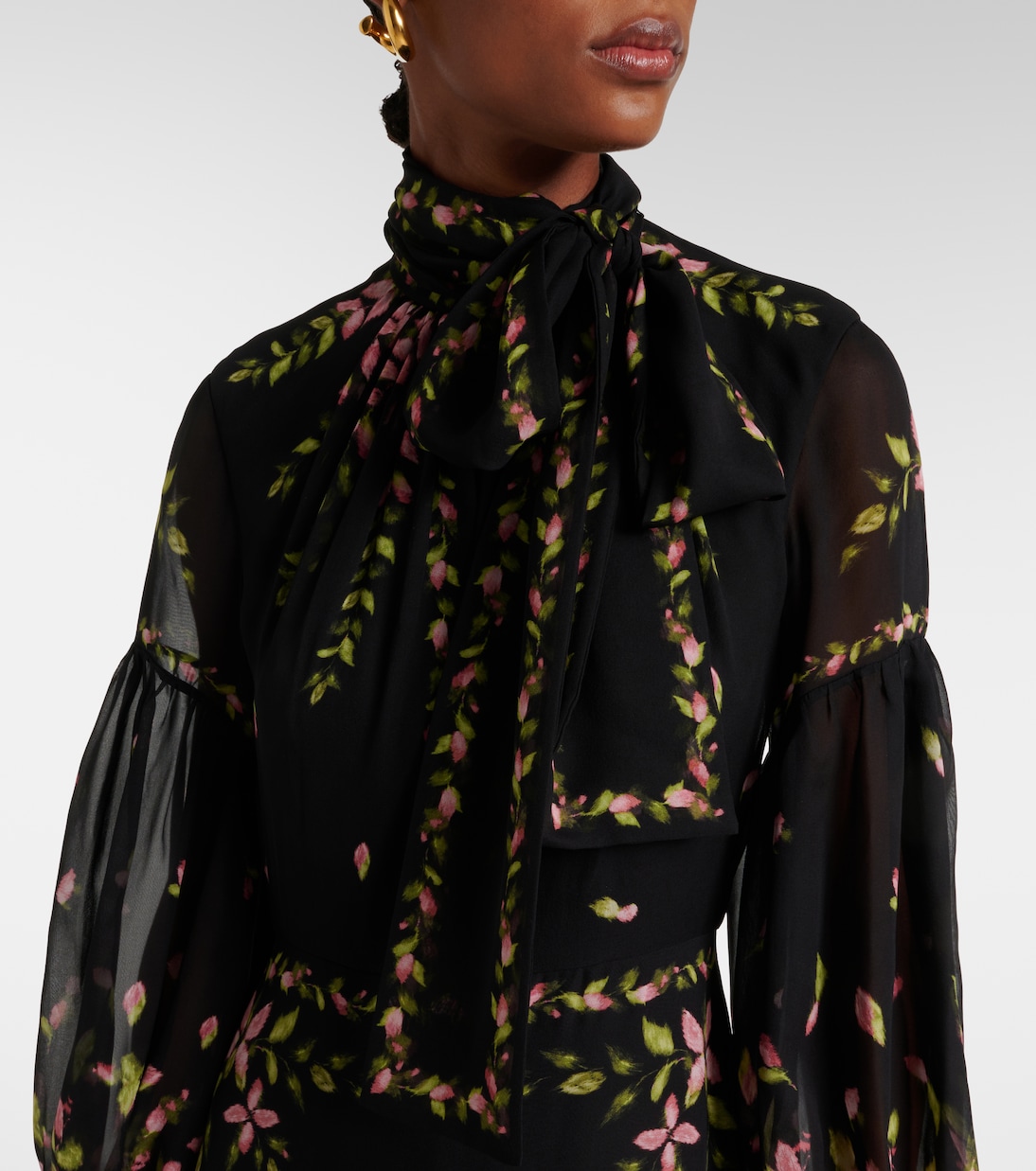 Robe longue en soie à fleurs | Erdem