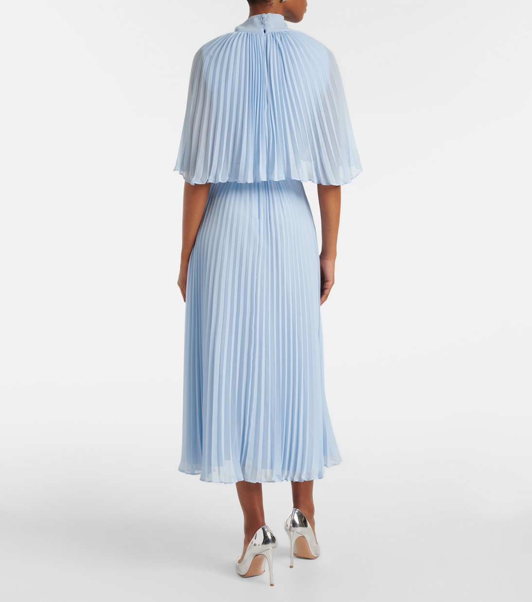 Caped chiffon midi dress | Self-Portrait