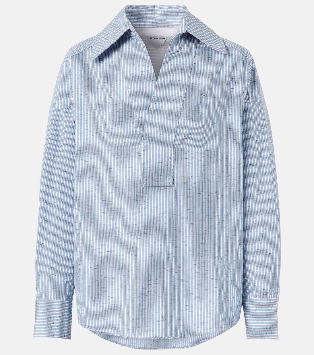 Striped cotton and linen-blend blouse | Bottega Veneta