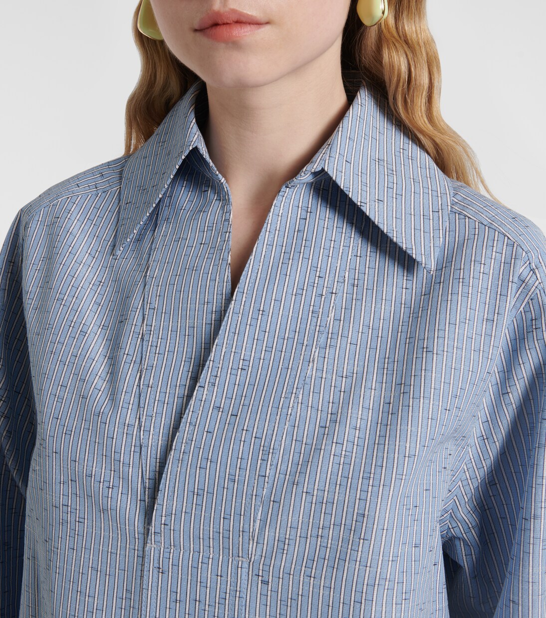 Striped cotton and linen-blend blouse | Bottega Veneta