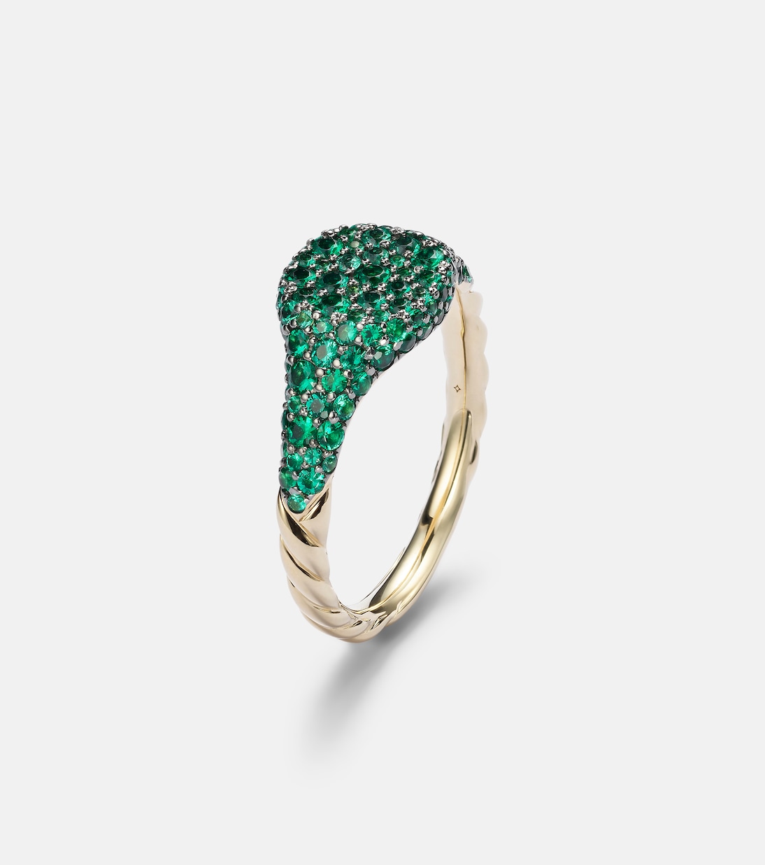 Bague Petite Pavé en or 18 ct et émeraudes | David Yurman