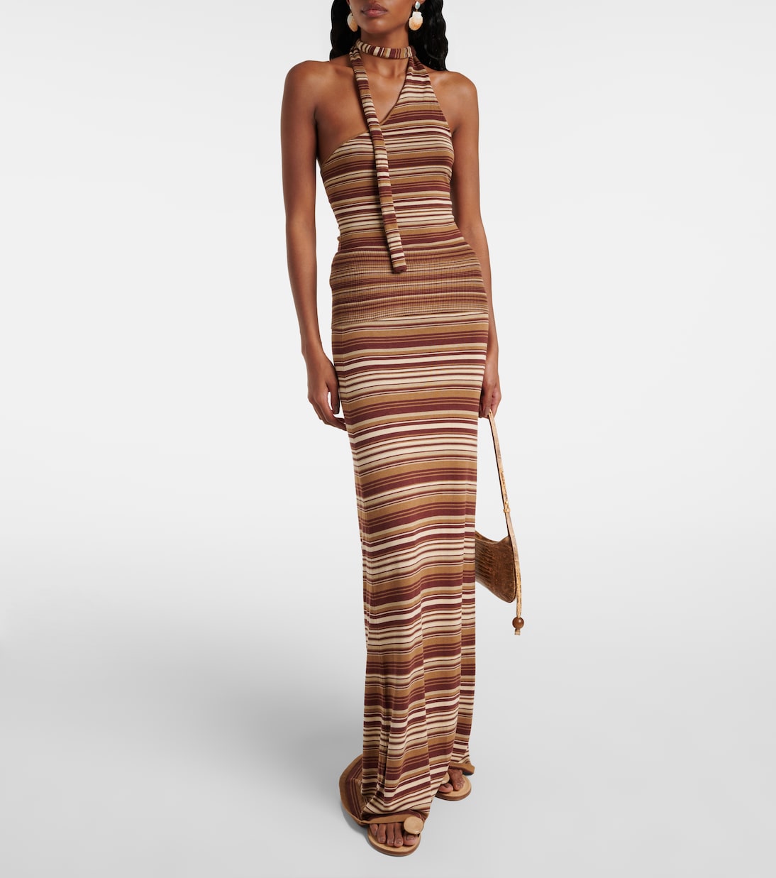 Knitted striped silk-blend maxi skirt | Aya Muse