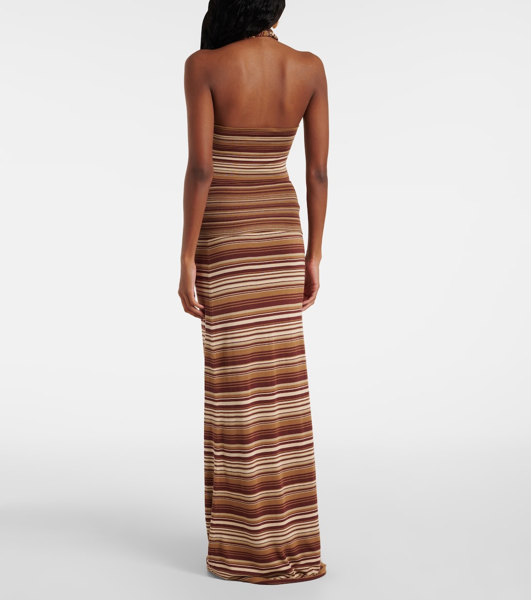 Knitted striped silk-blend maxi skirt | Aya Muse