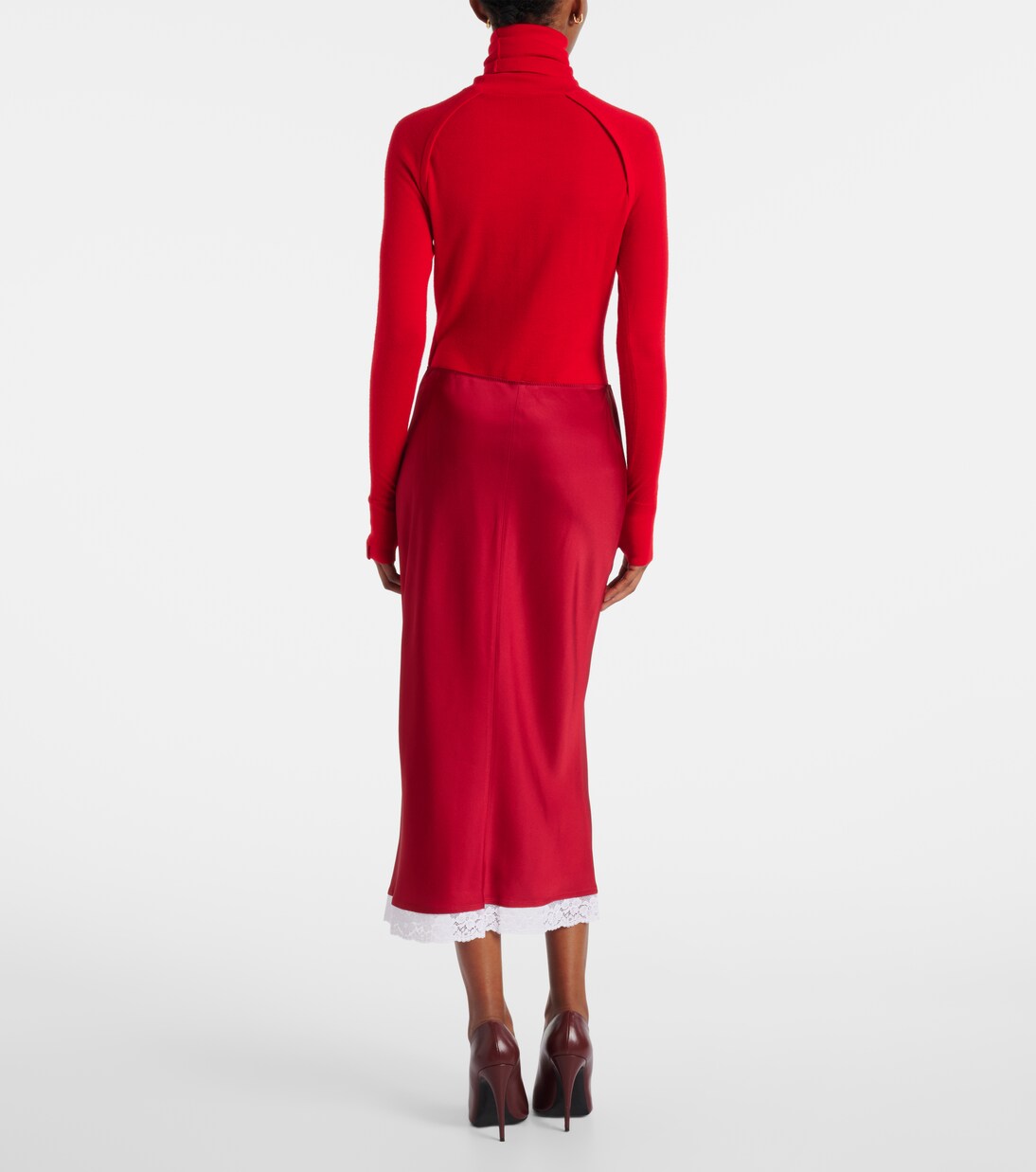 Midirock aus Satin mit Spitze | Victoria Beckham