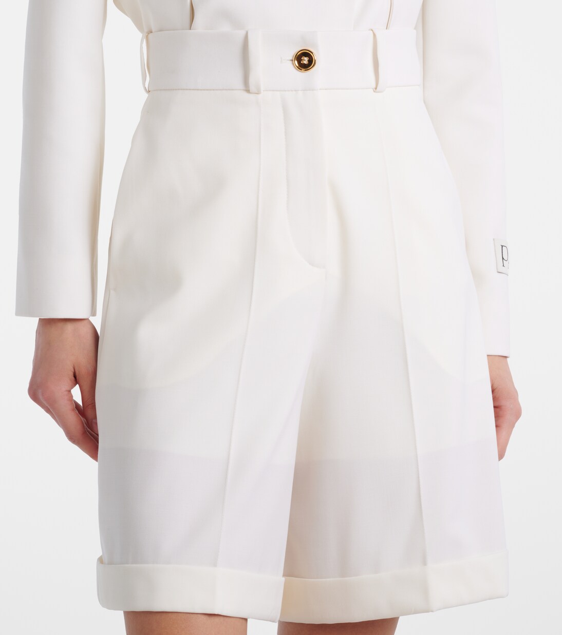 High-rise cotton gabardine Bermuda shorts | Patou