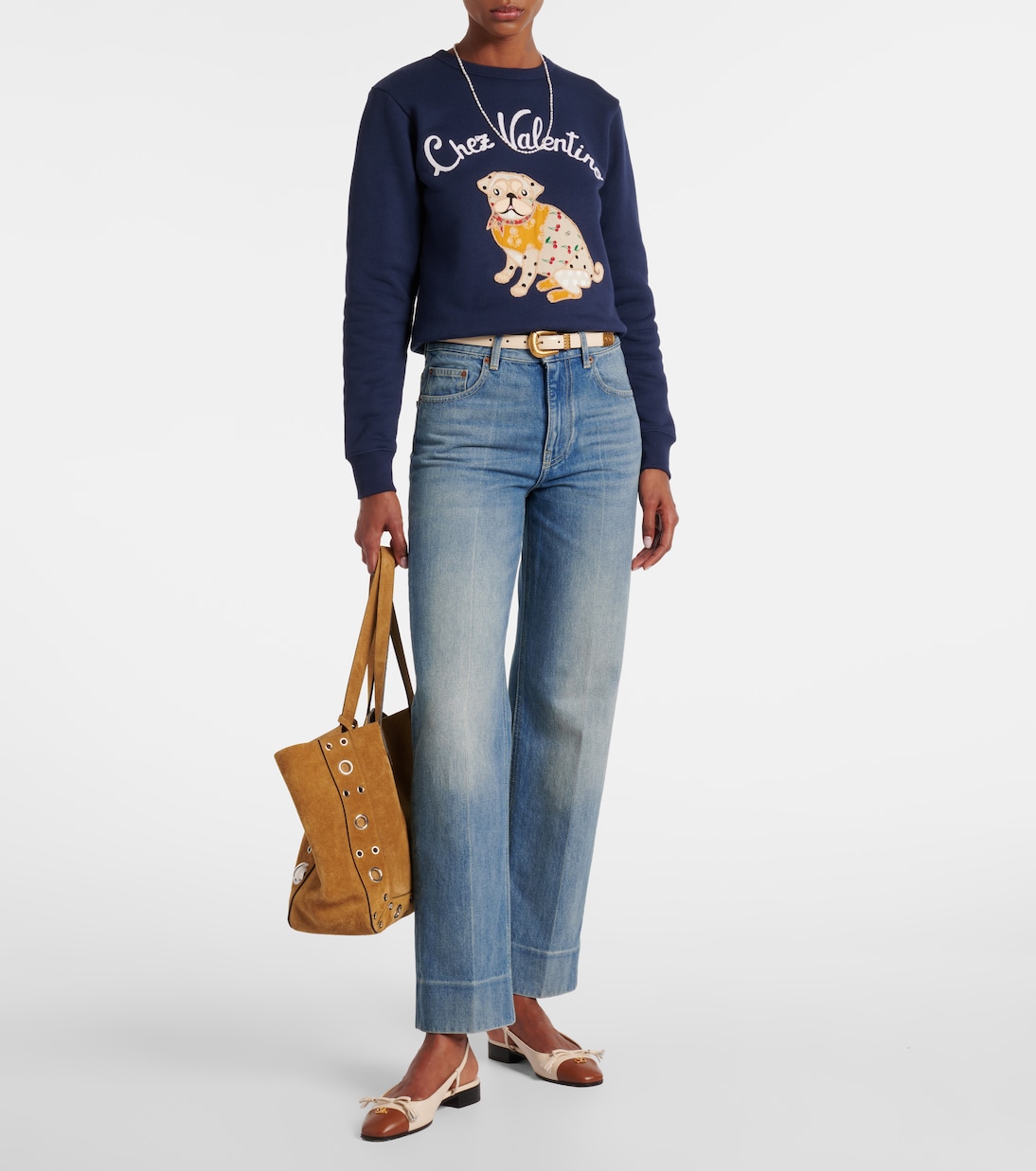 Sweat-shirt brodé en coton | Valentino