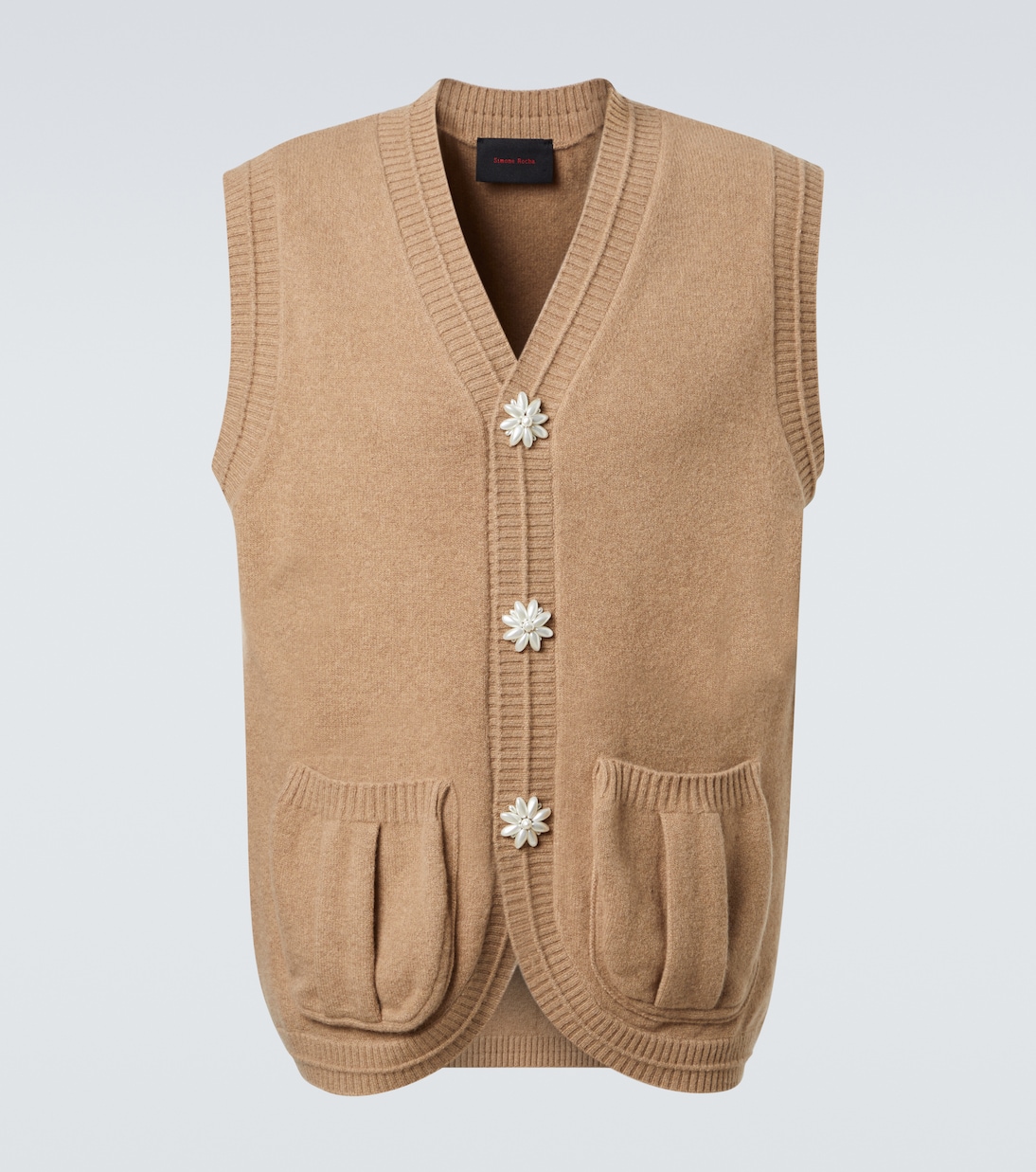 Faux pearl-embellished wool-blend vest | Simone Rocha
