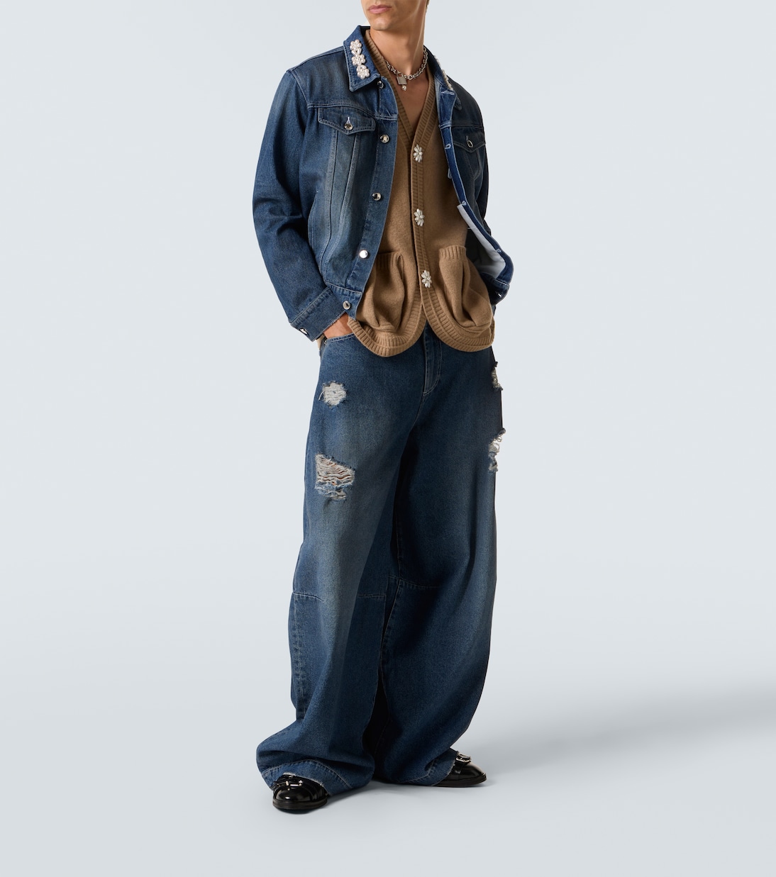 Faux pearl-embellished wool-blend vest | Simone Rocha