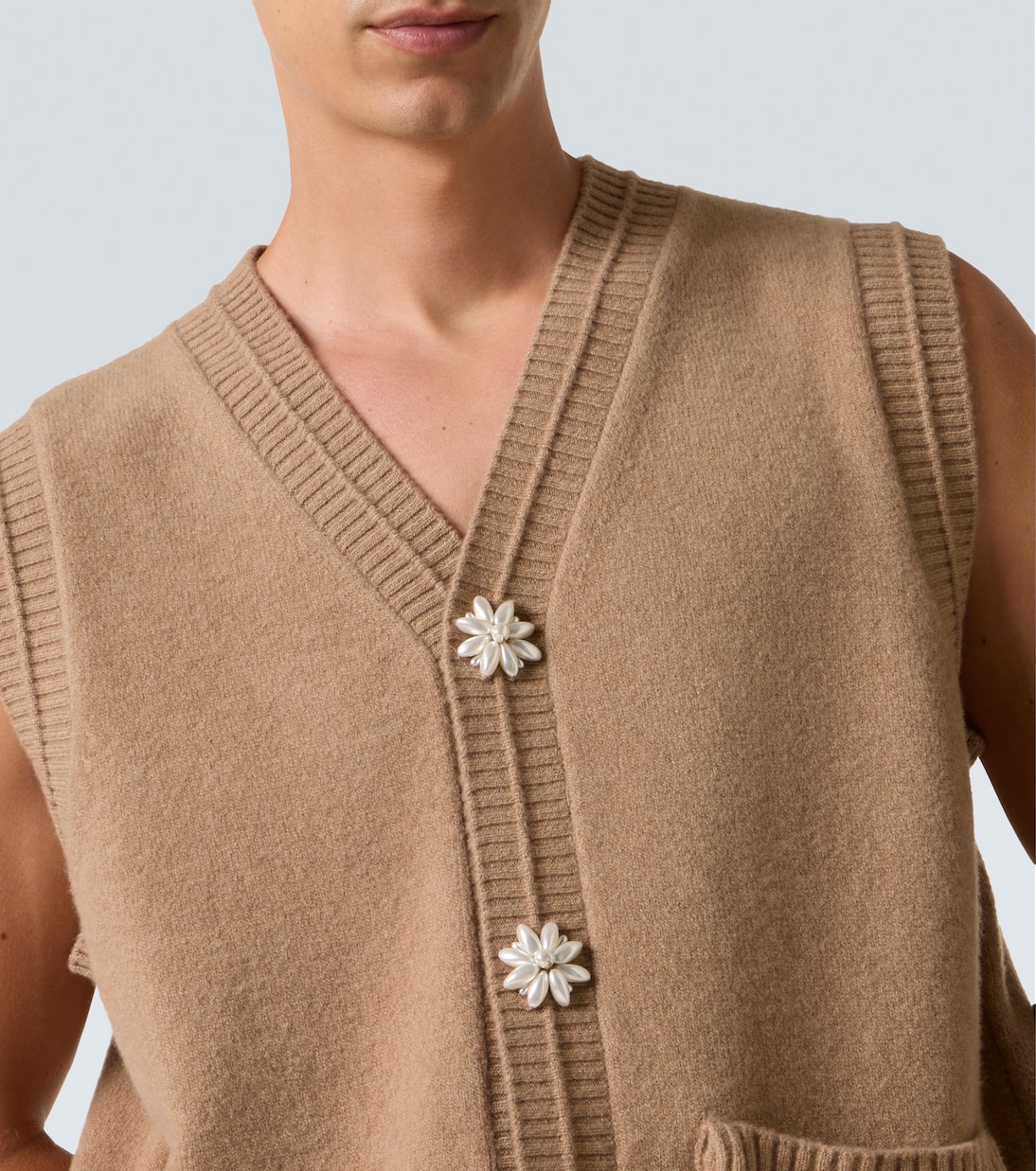 Faux pearl-embellished wool-blend vest | Simone Rocha