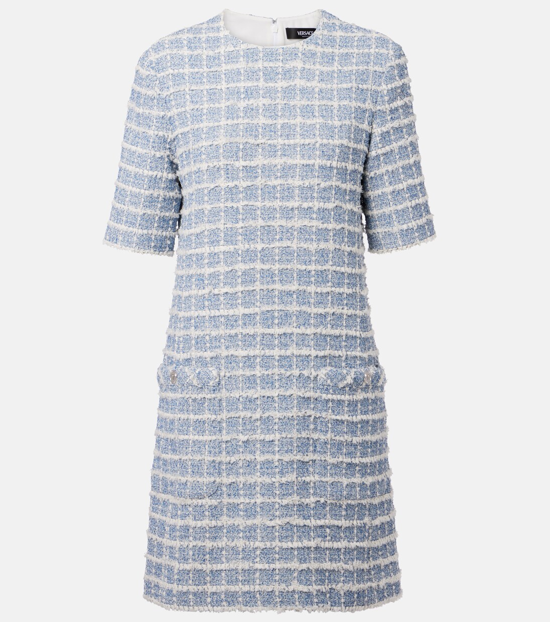 Checked cotton-blend tweed minidress | Versace
