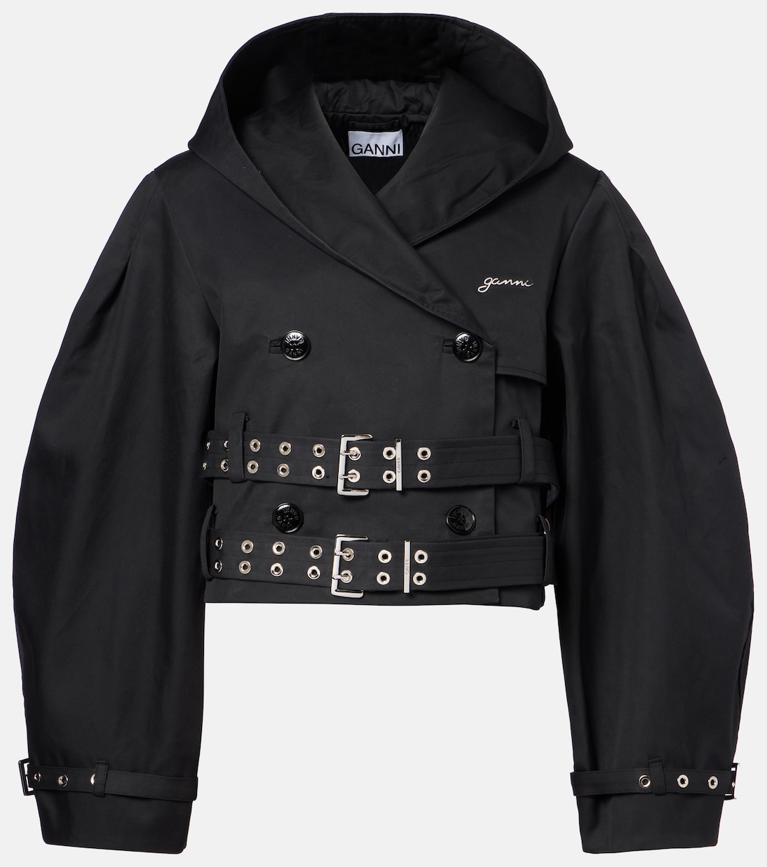 Belted cropped cotton jacket | Ganni