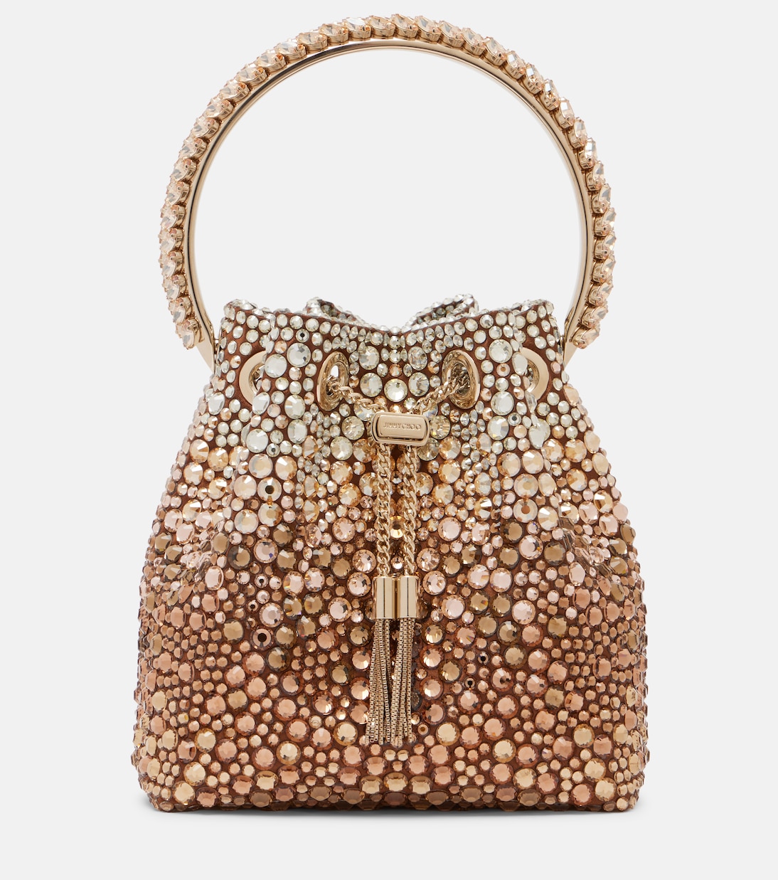 Bucket-Bag Bon Bon aus Satin mit Kristallen | Jimmy Choo