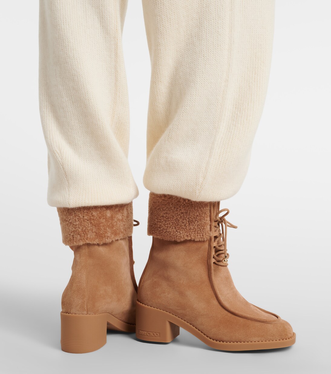Hali shearling-trimmed suede ankle boots | Jimmy Choo