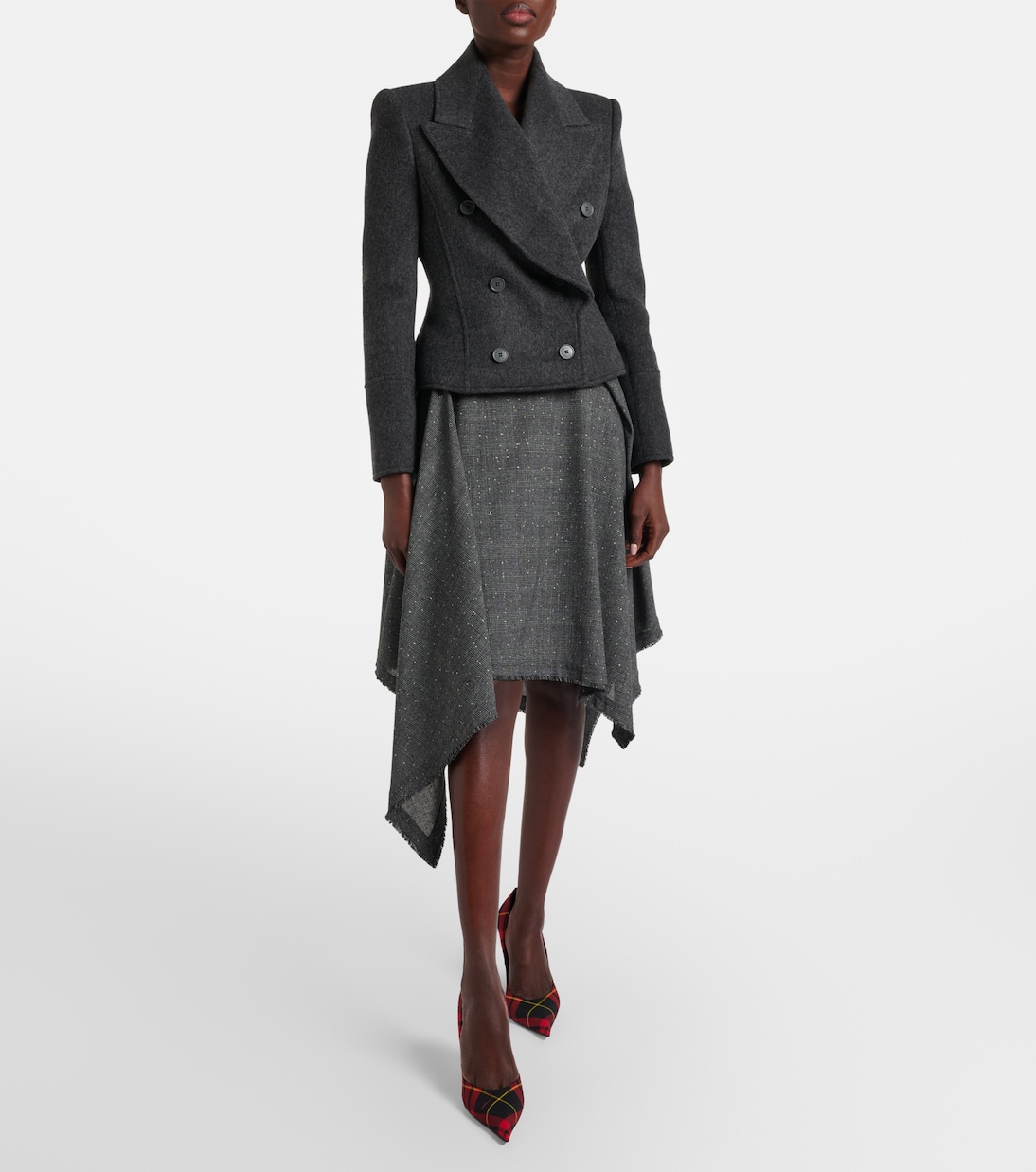 Prince of Wales check wool midi skirt | McQueen
