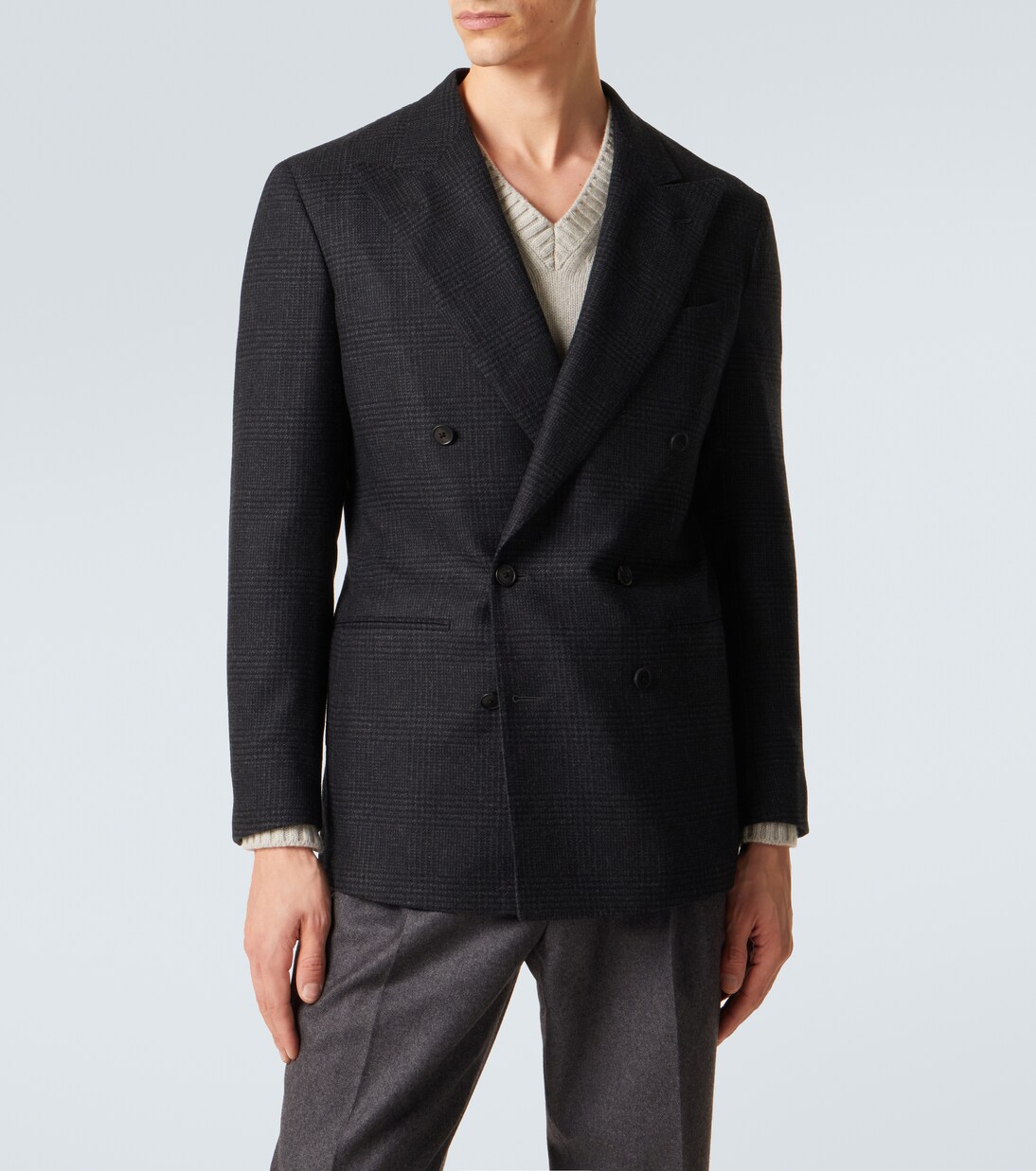 Prince of Wales check wool flannel blazer | Saman Amel