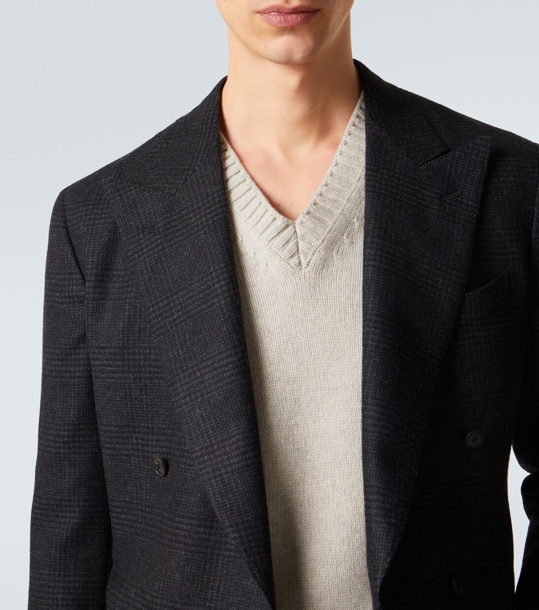 Prince of Wales check wool flannel blazer | Saman Amel