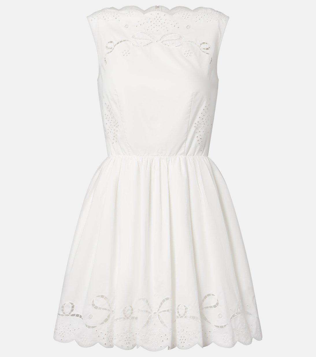 Embroidered cotton poplin minidress | Self-Portrait