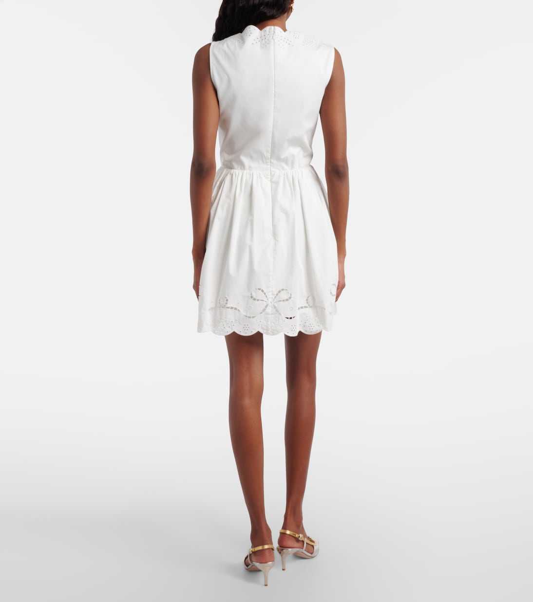 Embroidered cotton poplin minidress | Self-Portrait