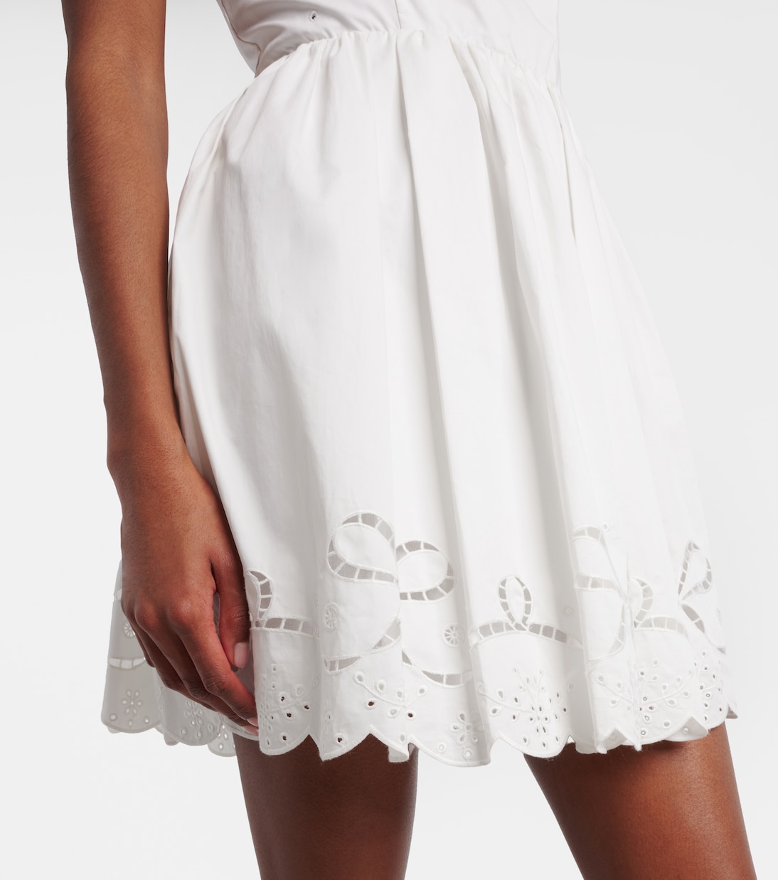 Embroidered cotton poplin minidress | Self-Portrait