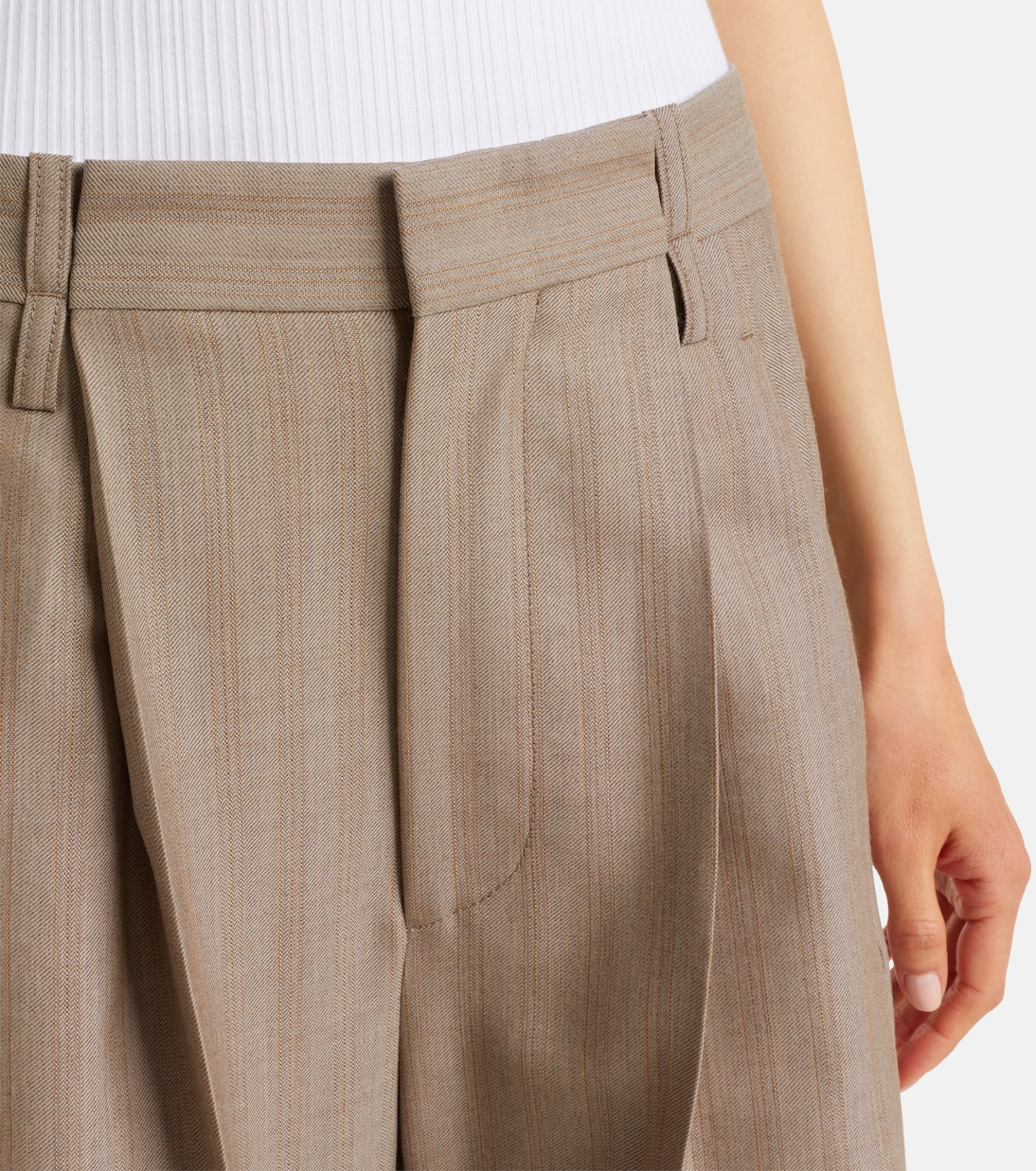 Herringbone virgin wool pleated pants | Victoria Beckham