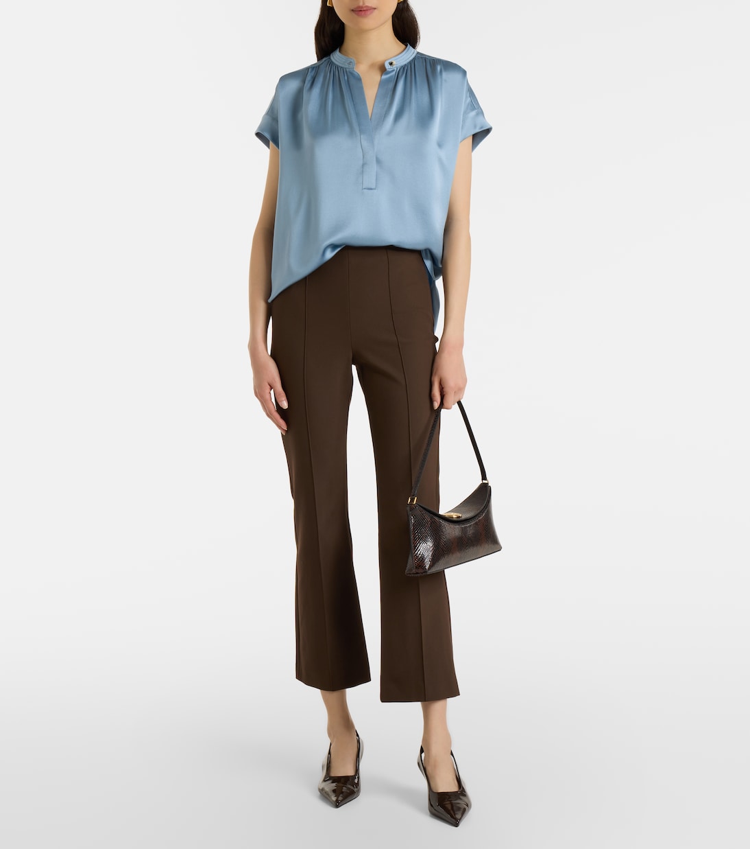 Gathered silk satin blouse | Vince