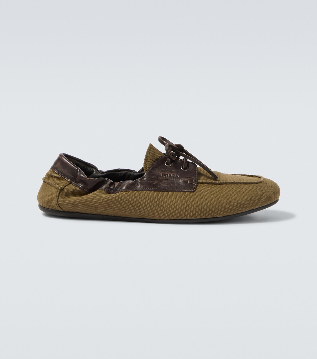 Shuffle leather-trimmed canvas boat shoes | Prada