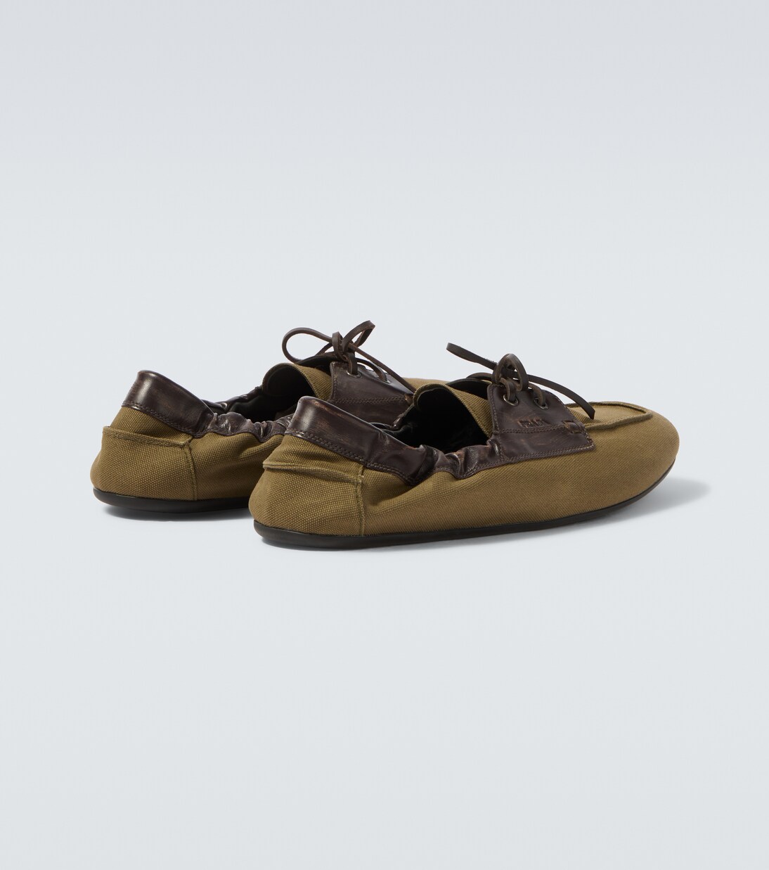 Shuffle leather-trimmed canvas boat shoes | Prada