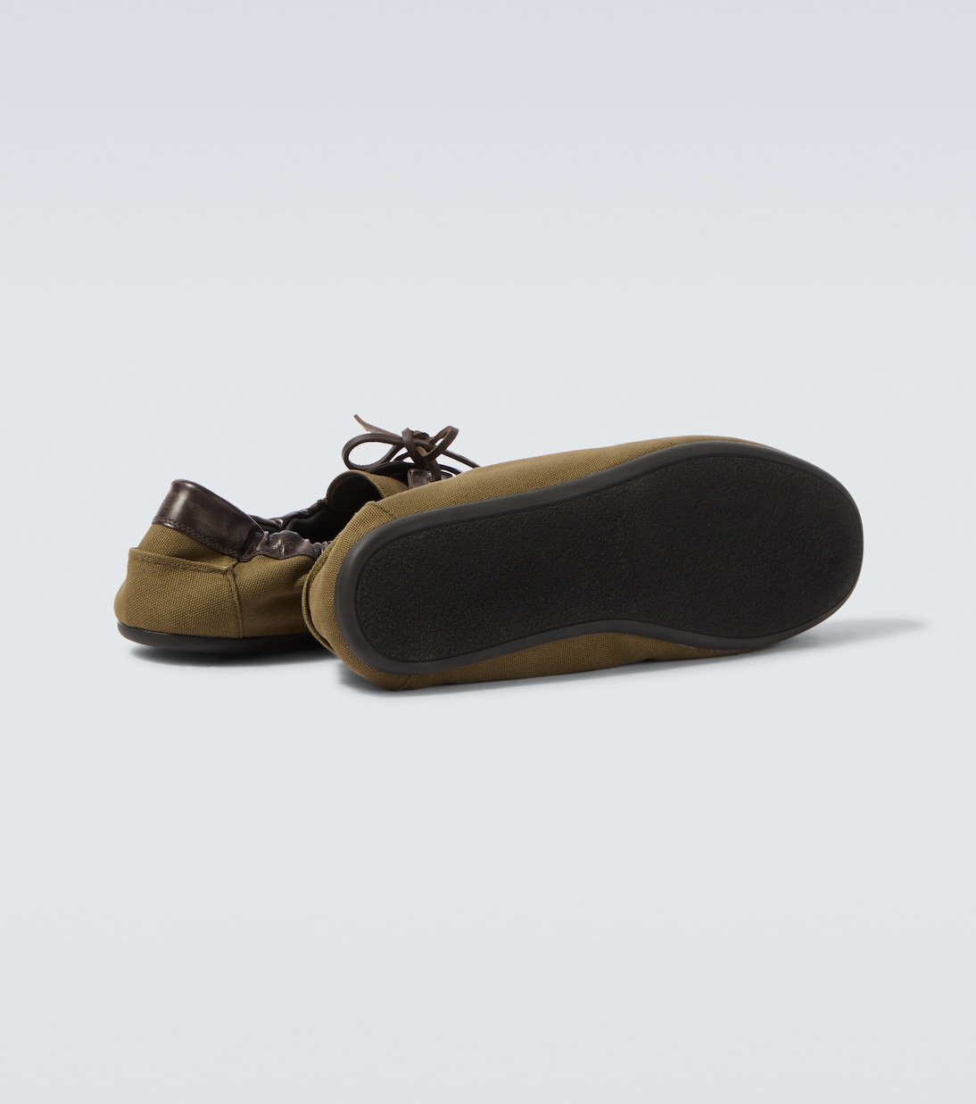 Shuffle leather-trimmed canvas boat shoes | Prada