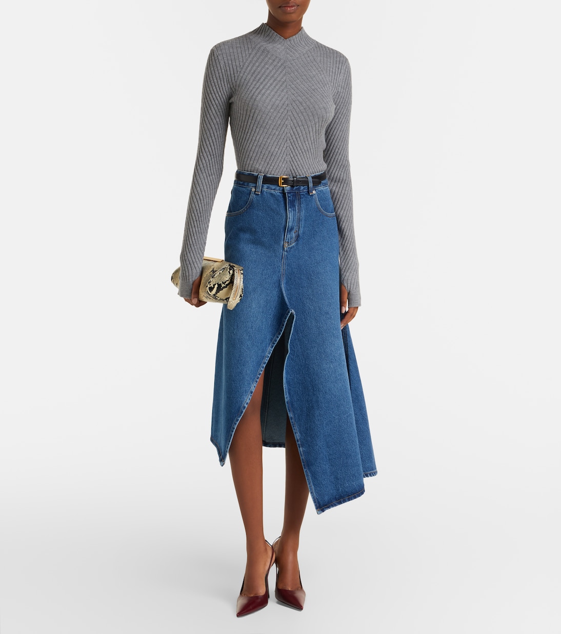 Falda midi asimétrica de denim | Victoria Beckham