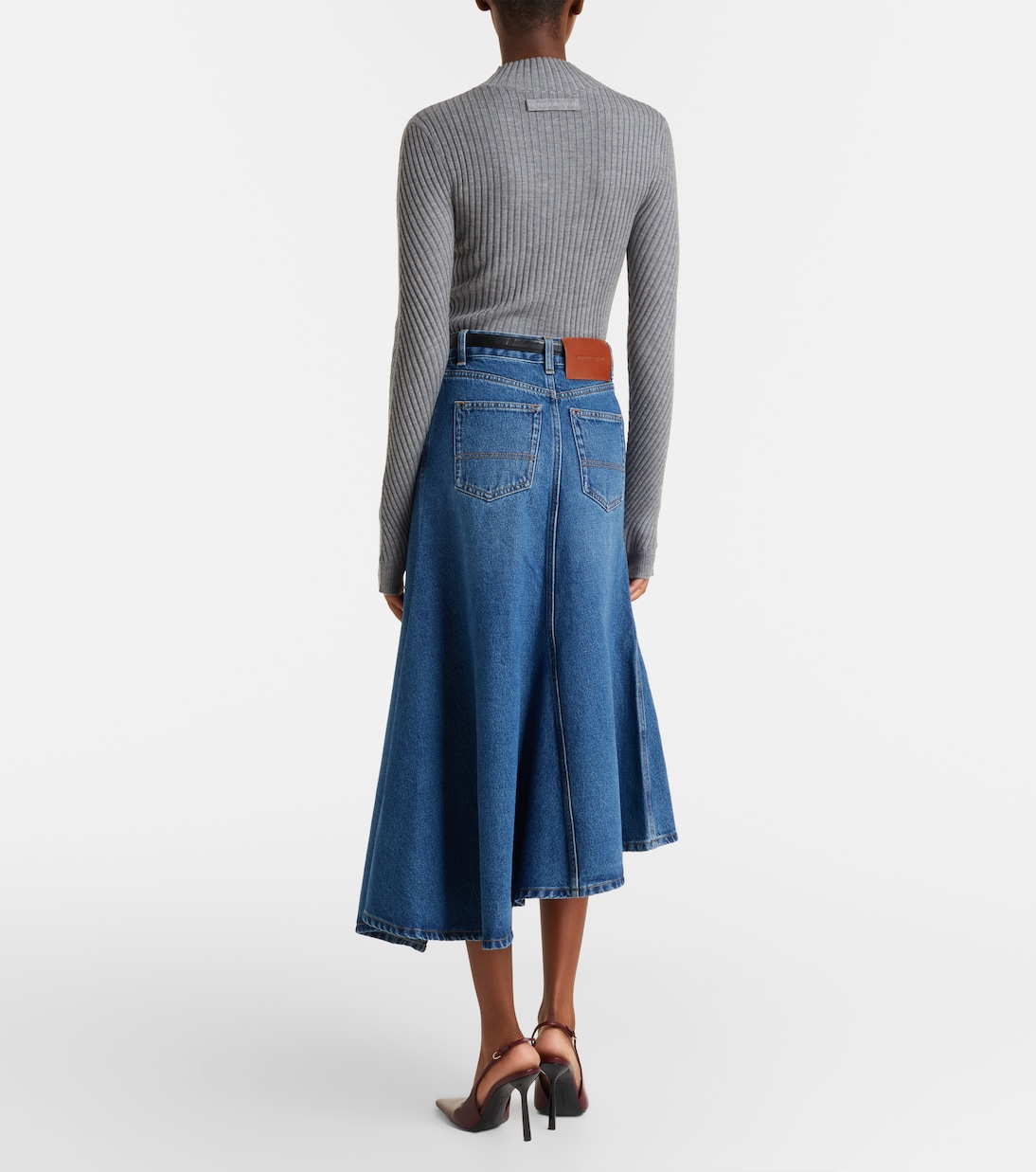 Falda midi asimétrica de denim | Victoria Beckham