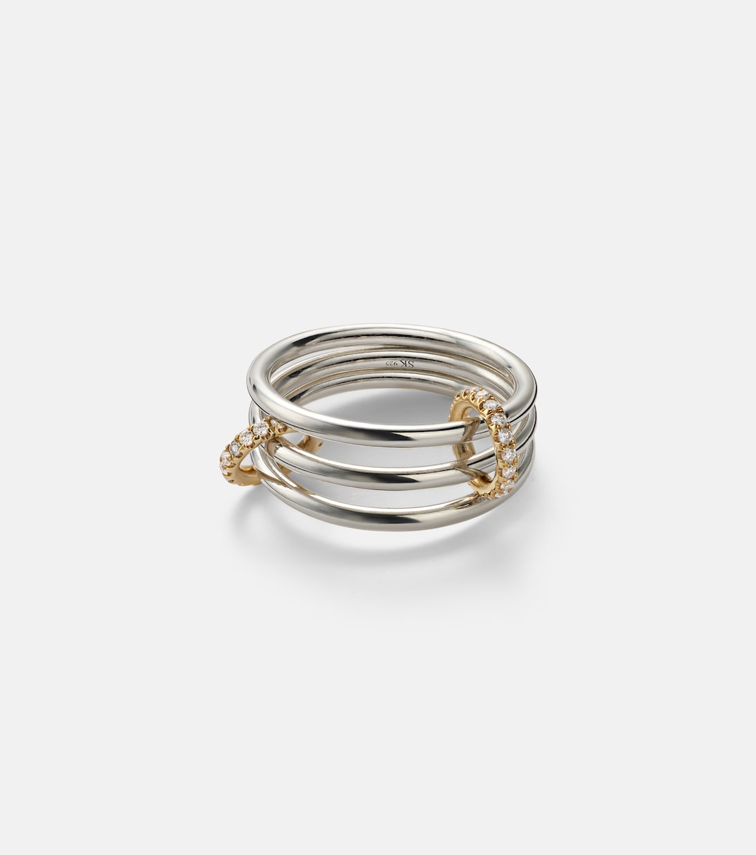 Solarium 925 sterling silver and 18kt gold ring with diamonds | Spinelli Kilcollin