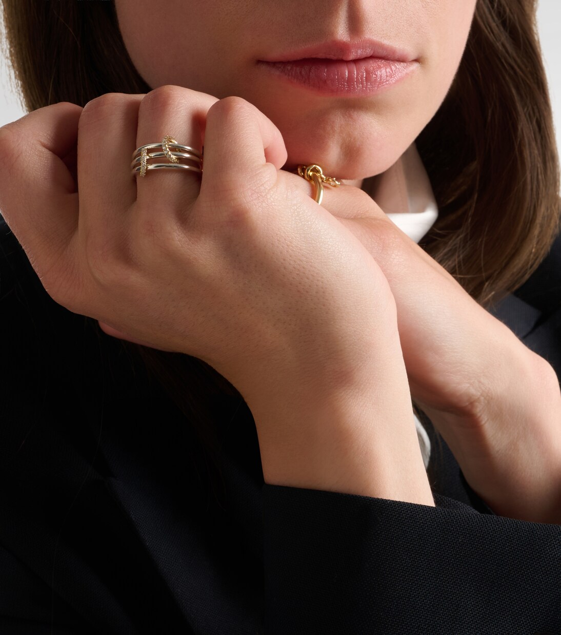 Solarium 925 sterling silver and 18kt gold ring with diamonds | Spinelli Kilcollin