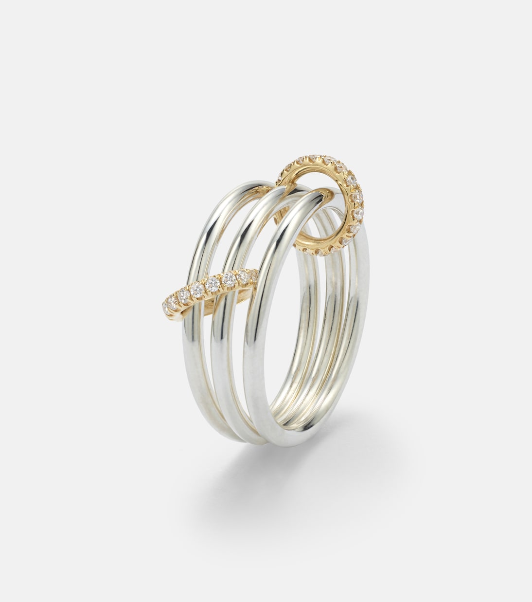 Solarium 925 sterling silver and 18kt gold ring with diamonds | Spinelli Kilcollin