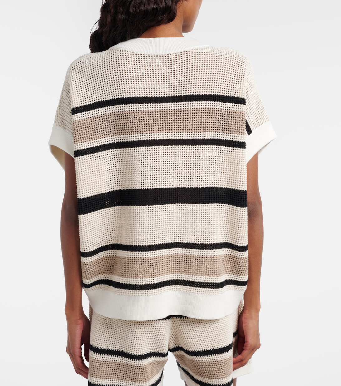 Open-knit striped cotton top | Brunello Cucinelli