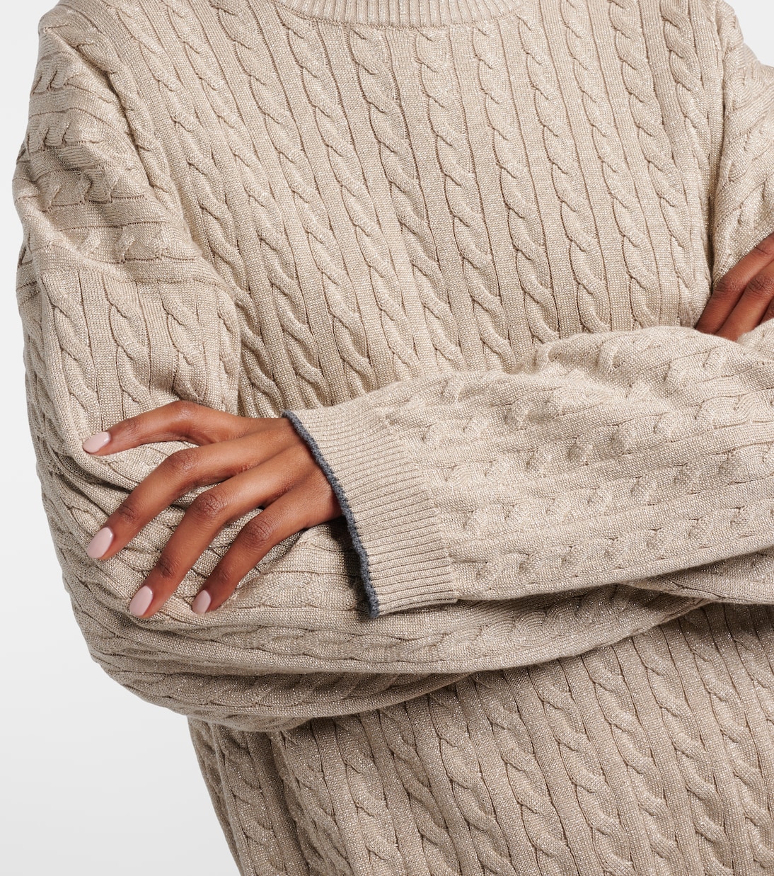 Pullover mit Zopfstrickmuster aus einem Baumwollgemisch | Brunello Cucinelli