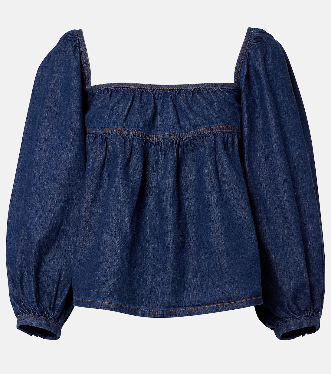 Gathered denim blouse | Saint Laurent