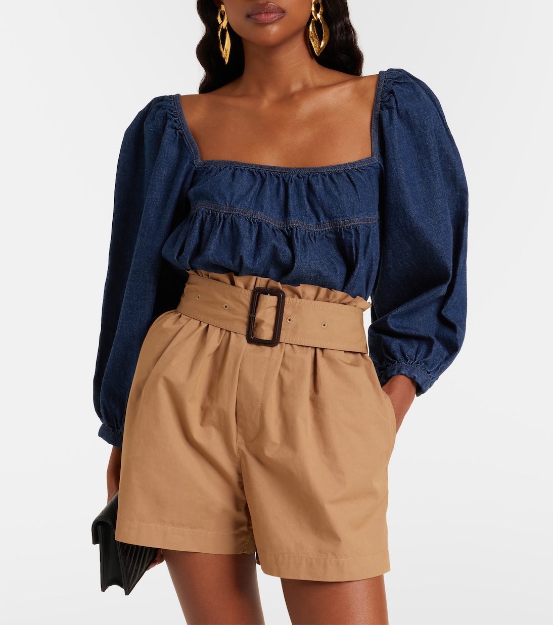 Gathered denim blouse | Saint Laurent