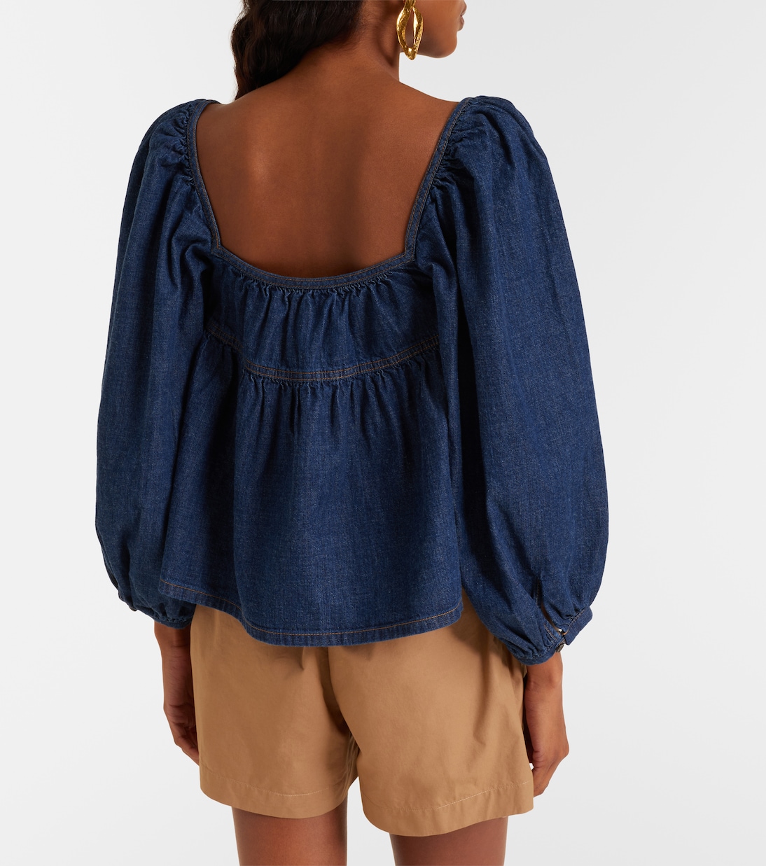 Gathered denim blouse | Saint Laurent
