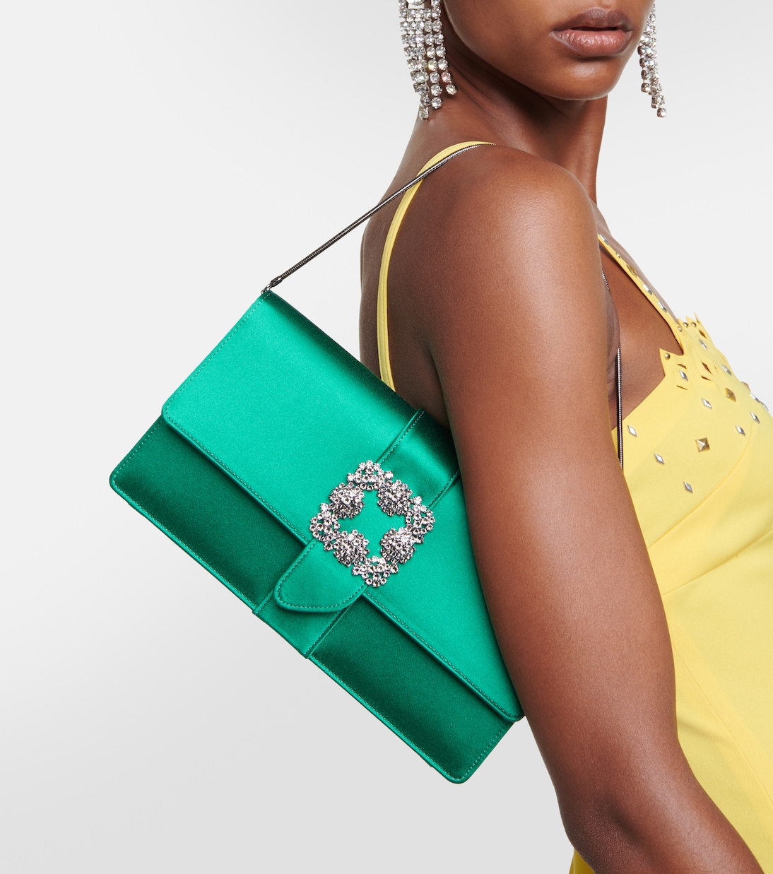 Capri embellished satin clutch | Manolo Blahnik