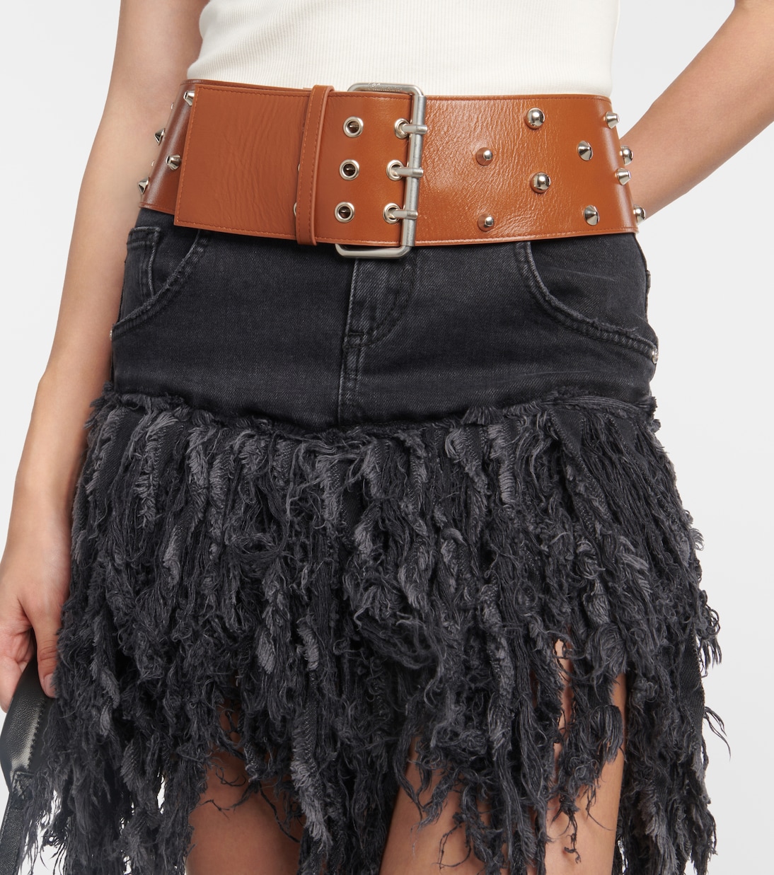 Wide studded leather belt | Blumarine