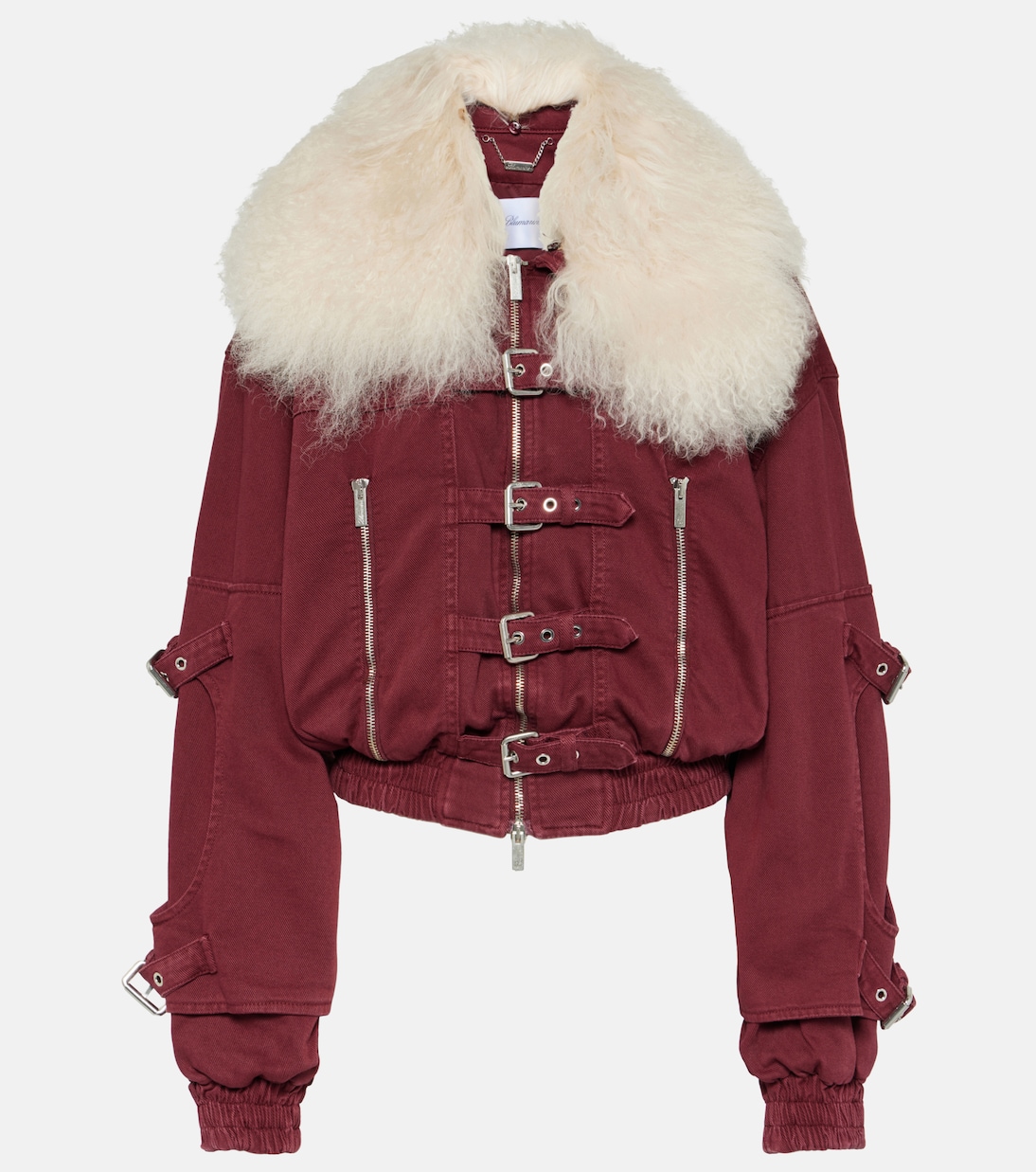 Cropped-Jeansjacke mit Shearling | Blumarine