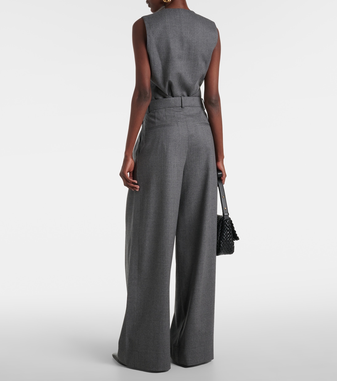 Pantalon ample à taille basse en laine | Wardrobe.NYC